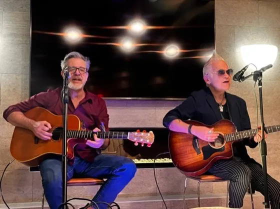 Bob and Rik playing an acoustic set at a private event